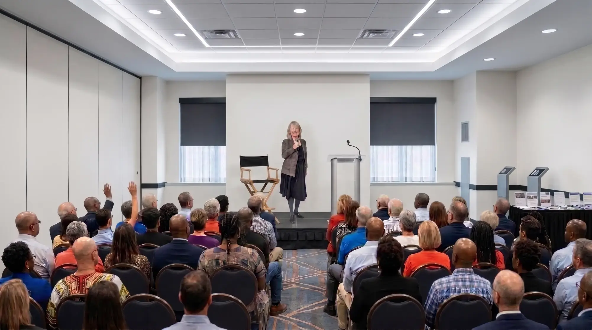 Speaking to a crowd