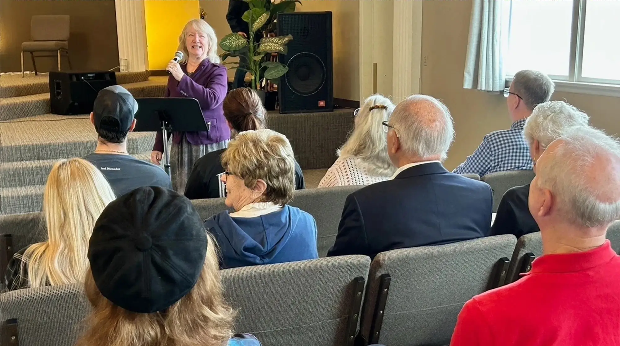 Sandy Stephens Speaking to a Crowd